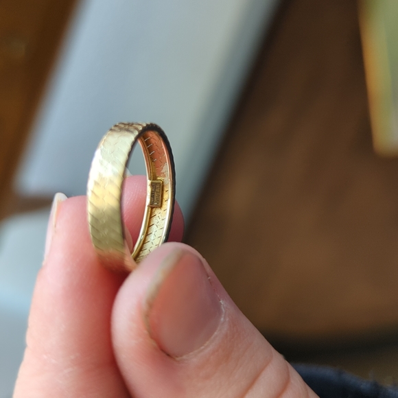 14K Gold Herringbone Ring • Stacking Ring • Gold Band • Herringbone Band - Picture 1 of 5